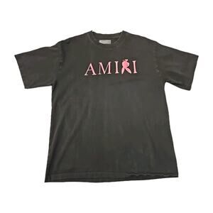 Amiri Playboy Tee Size L Black Pink Logo Rabbit Bunny Short Sleeves